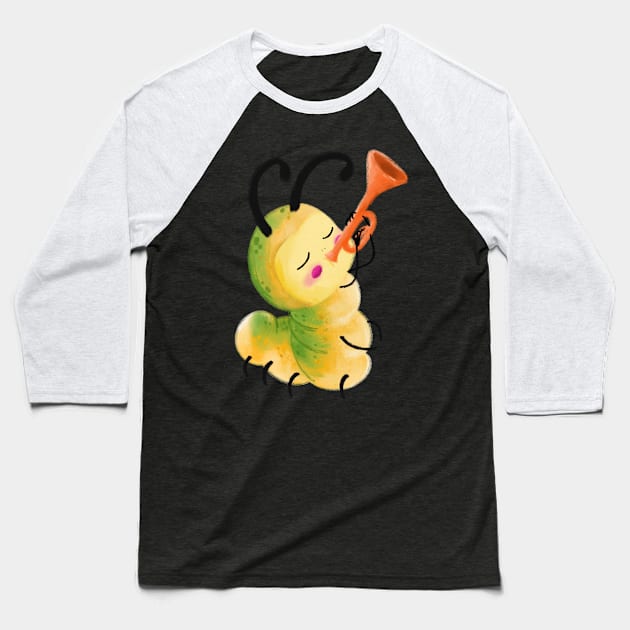 Miyaw the musician caterpillar by jilooo Baseball T-Shirt by byjilooo